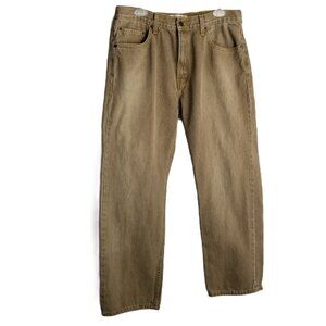 Levis 505 Regular Fit Jeans Mens 36x30 Khaki Tan Normcore Workwear Dad Jeans